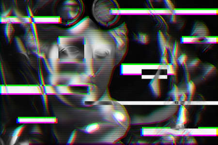 Modern conceptual art poster with ancient statue of bust of Venus. Collage of contemporary art.