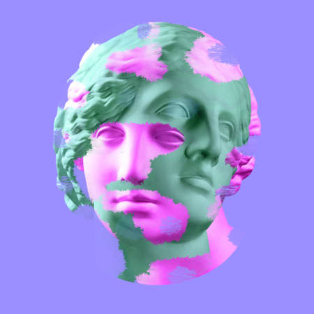Modern conceptual art poster with ancient statue of bust of Venus. Collage of contemporary art.の写真素材