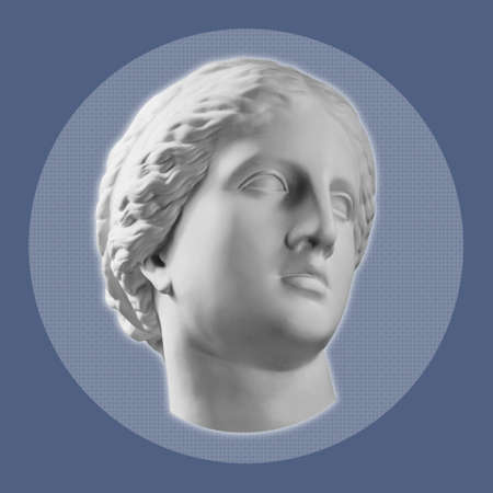 Contemporary art concept collage with antique sculptures head in a surreal style. Modern unusual...