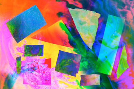 Contemporary art abstract pattern mood board. Handmade collage made of paper cut clippings. Mixed media texture background. Trend art, creative zine culture. Modern pop art.の写真素材