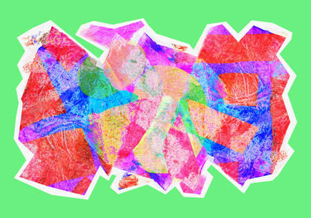 Contemporary art abstract pattern mood board. Handmade collage made of paper cut clippings. Mixed...