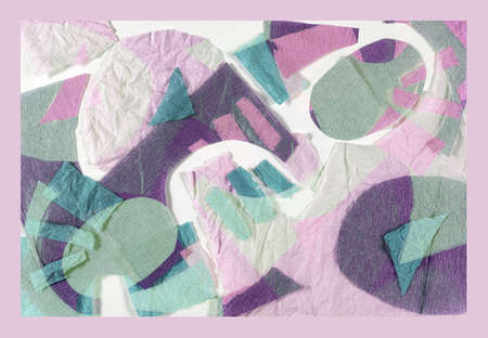 Contemporary art abstract pattern mood board. Handmade collage made of paper cut clippings. Mixed...