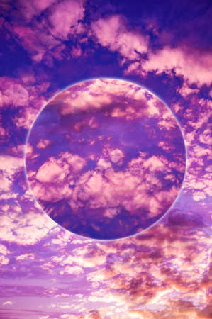 Aesthetic modern art collage with clouds sky in style of the 80-90s. Real natural sky composition in...