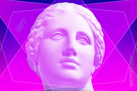 NFT Non fungible token. Crypto art concept. Technology selling unique collectibles, games...