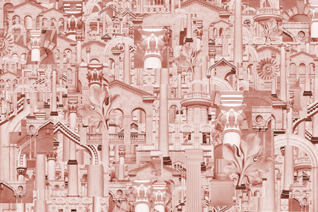 Abstract collage with elements classic architecture. Art poster, concept, zine cover. Background.の写真素材