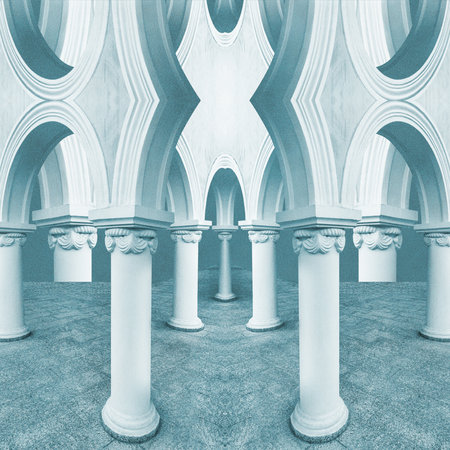 Abstract collage with elements classic architecture. Art poster, concept, zine cover. Background.の写真素材