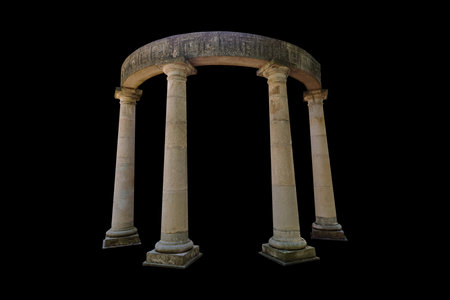 Details, elements of buildings classical architecture. Isolated on a black. Templates for art, design.の写真素材