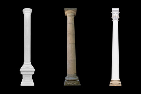 Details, elements of buildings classical architecture. Isolated on a black. Templates for art, design.の写真素材