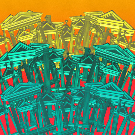 Abstract collage with elements classic architecture. Art poster, concept, zine cover. Background.の写真素材