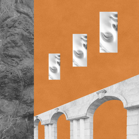 Surreal crazy collage. Art poster, concept, zine cover, funky print. Artwork unusual abstract style.の写真素材