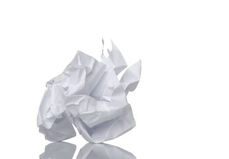 Crumpled paper isolated on whiteの写真素材