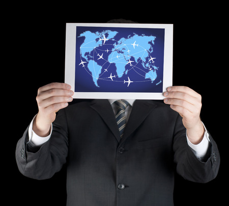 Abstract photo of business men holding a map.の写真素材