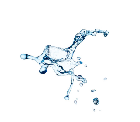 blue water splash isolated on white backgroundの写真素材