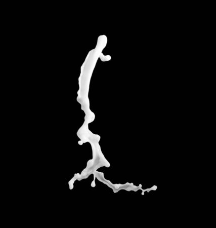 Milk splashes collection, isolated on black background close upの写真素材