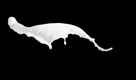 Milk splashes collection, isolated on black background close upの写真素材
