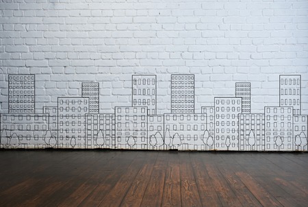 abstract architecture drawing on the wall.  Business backgroundの写真素材