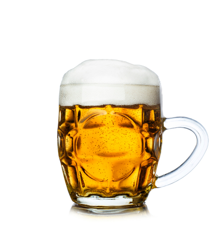 Glass of beer isolated on white background.