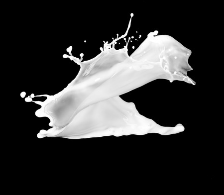 milk or white liquid splash isolated on black background.の写真素材