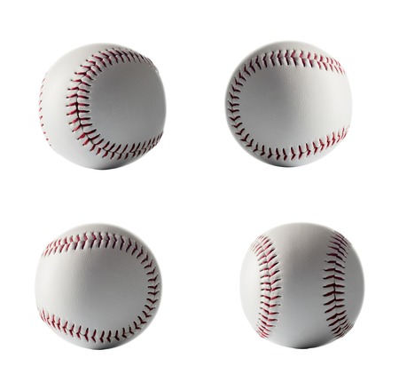 Isolated base ball set on white background close up.の写真素材