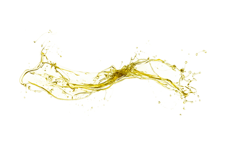 olive oil splashing isolated on white background.の写真素材