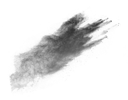 Freeze motion of white dust explosions isolated on white backgroundの写真素材