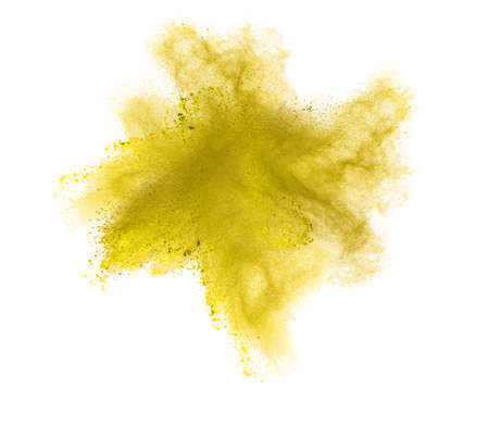 Launched colorful powder, isolated on whiteの写真素材