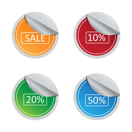 sale and percentage sticker label setのイラスト素材