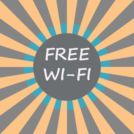 free wifi text icon on sunburst backgroundのイラスト素材