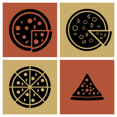 several style of pizza icons setのイラスト素材