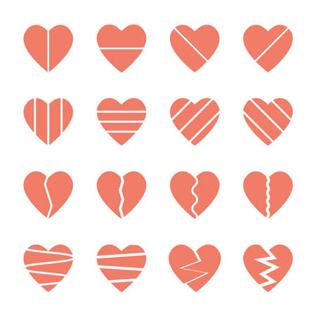 broken heart icons set,vector Illustration EPS10のイラスト素材