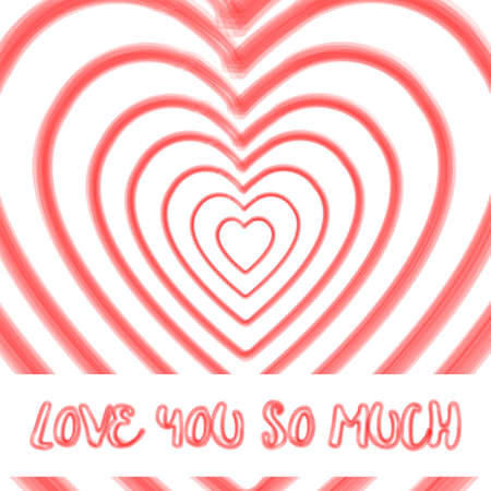 watercolor heart shape love you so much text background,vector Illustration EPS10のイラスト素材