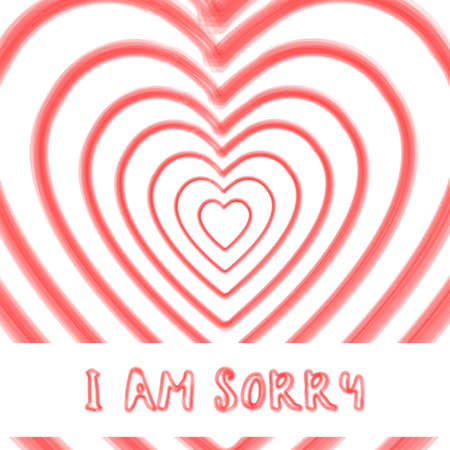 watercolor heart shape I am sorry text background,vector Illustration EPS10のイラスト素材