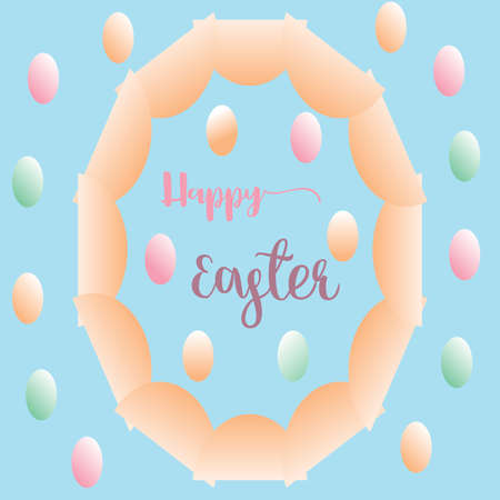 big ellipse egg and colorful small eggs greeting card easter background,vector Illustration EPS10のイラスト素材