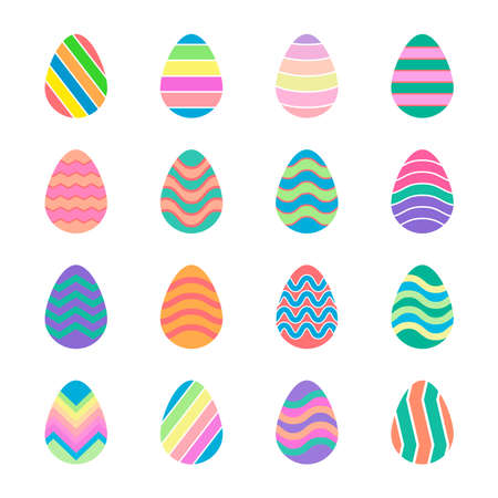 colorful easter eggs icons set.のイラスト素材
