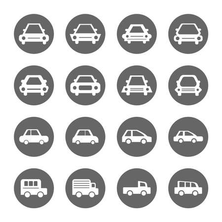 Car icons set,white on circle grey shape,vector Illustration EPS10のイラスト素材