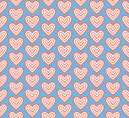 White pink heart pattern on blue background,vector Illustration EPS10のイラスト素材