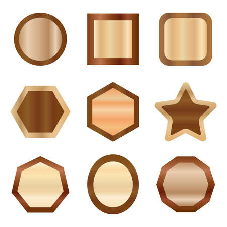 Geometric wooden copper frame badge set,vector Illustration EPS10のイラスト素材