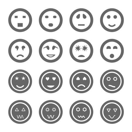 Emoticon icons set,white on circle grey shape,vector Illustration EPS10のイラスト素材