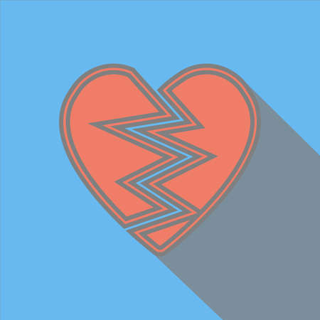Broken heart with long shadow flat icon,vector Illustration EPS10のイラスト素材