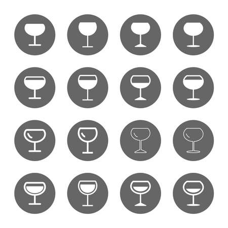 Several style of wine glass icons set,vector Illustration EPS10のイラスト素材