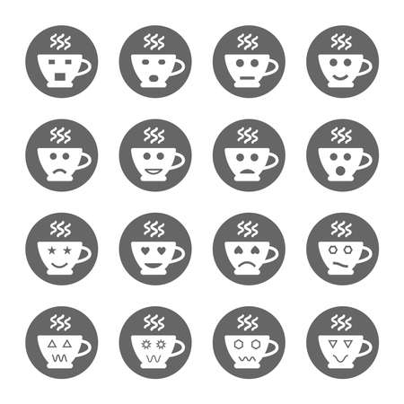 Cup emoticon design icons set,vector Illustrationのイラスト素材
