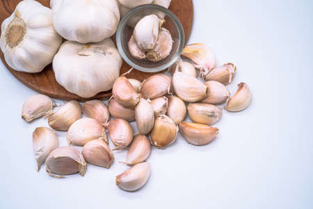 Garlic on a white background. Garlic on a white background.の写真素材