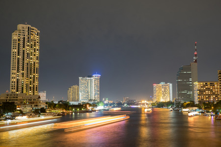 Bangkok city scape river view from taksin bridgeの写真素材