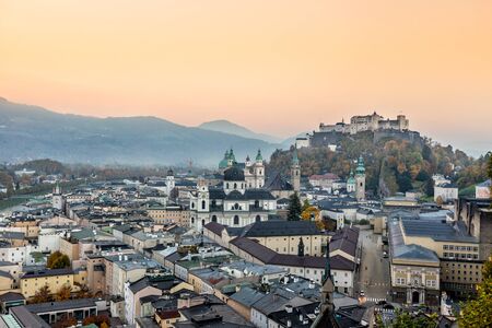 Hohensalzburg Castle , Salzburg Austria at sunsetのeditorial素材