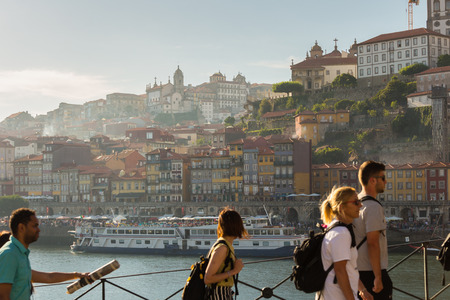 PORTO,PORTUGAL - JUNE21:Tourist walking to oldtown district,Porto is the second largest city in Portugal after Lisbon and one of the major urban areas of the Iberian Peninsula.のeditorial素材