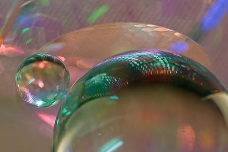 floating glass balls reflectionsの写真素材