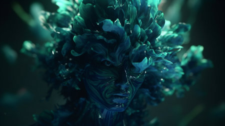 Beautiful abstract green floral design, Generative AIの素材