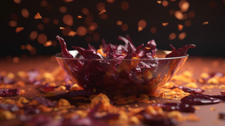 Chili flakes on background, Generative AIの素材