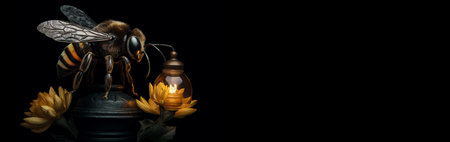 bee on a flower, honey, Generative AIの素材