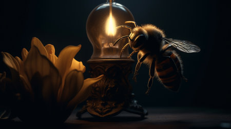 bee on a flower, honey, Generative AIの素材
